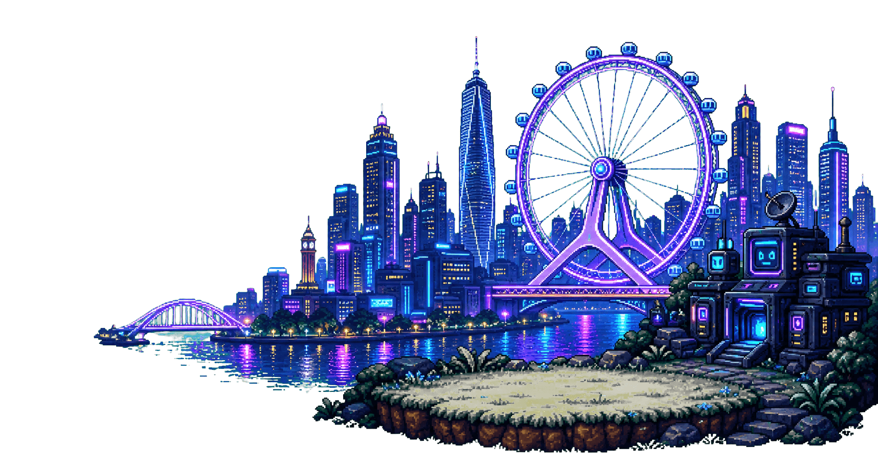 天津之眼像素城市背景